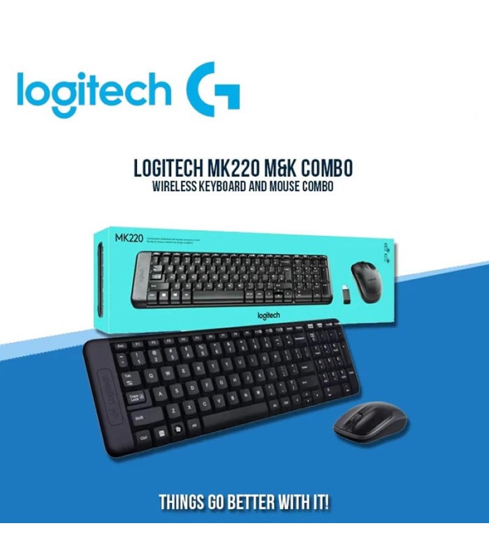 Combo Logitech MK220 Teclado y Mouse Inalámbricos Español | Compacto y Eficiente